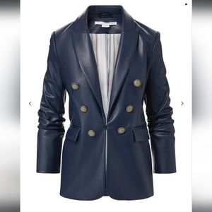 Veronica Beard Vegan Leather Beacon Dickey Blazer